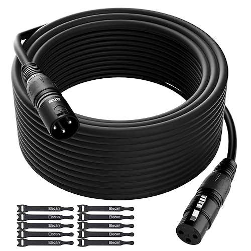 Miniatura 7 de Elecan - Cable XLR de micrófono de 50 pies, cable de altavoz XLR equilibrado resistente (de 25 a 200 pies), cable de micrófono blindado de 3 pines