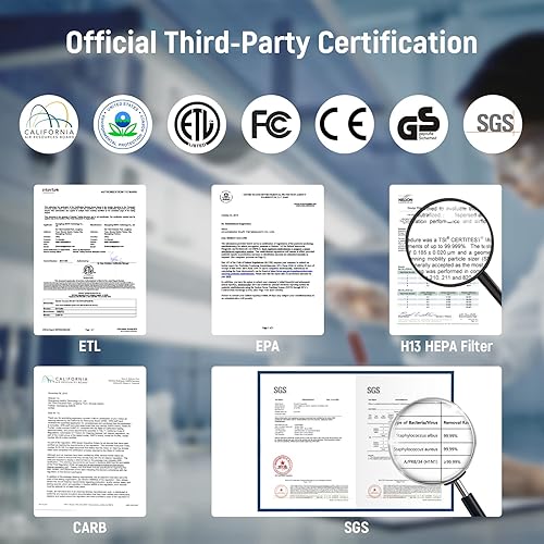 Miniatura 6 de Purificadores de aire BS-03 para el hogar y filtro de repuesto HEPA H13 compatible con purificador de aire BS-03