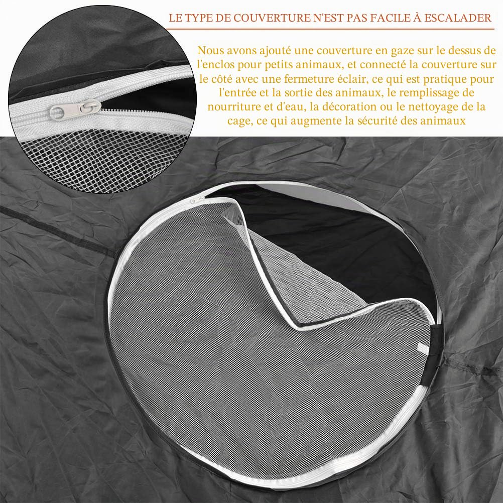 Cage pour Petits Animaux Pliable Parc de Animaux avec Maille Respirante Clôture pour Animaux de Compagnie Portable pour Chien Cochons d'Inde Lapins Hamsters (Noir)