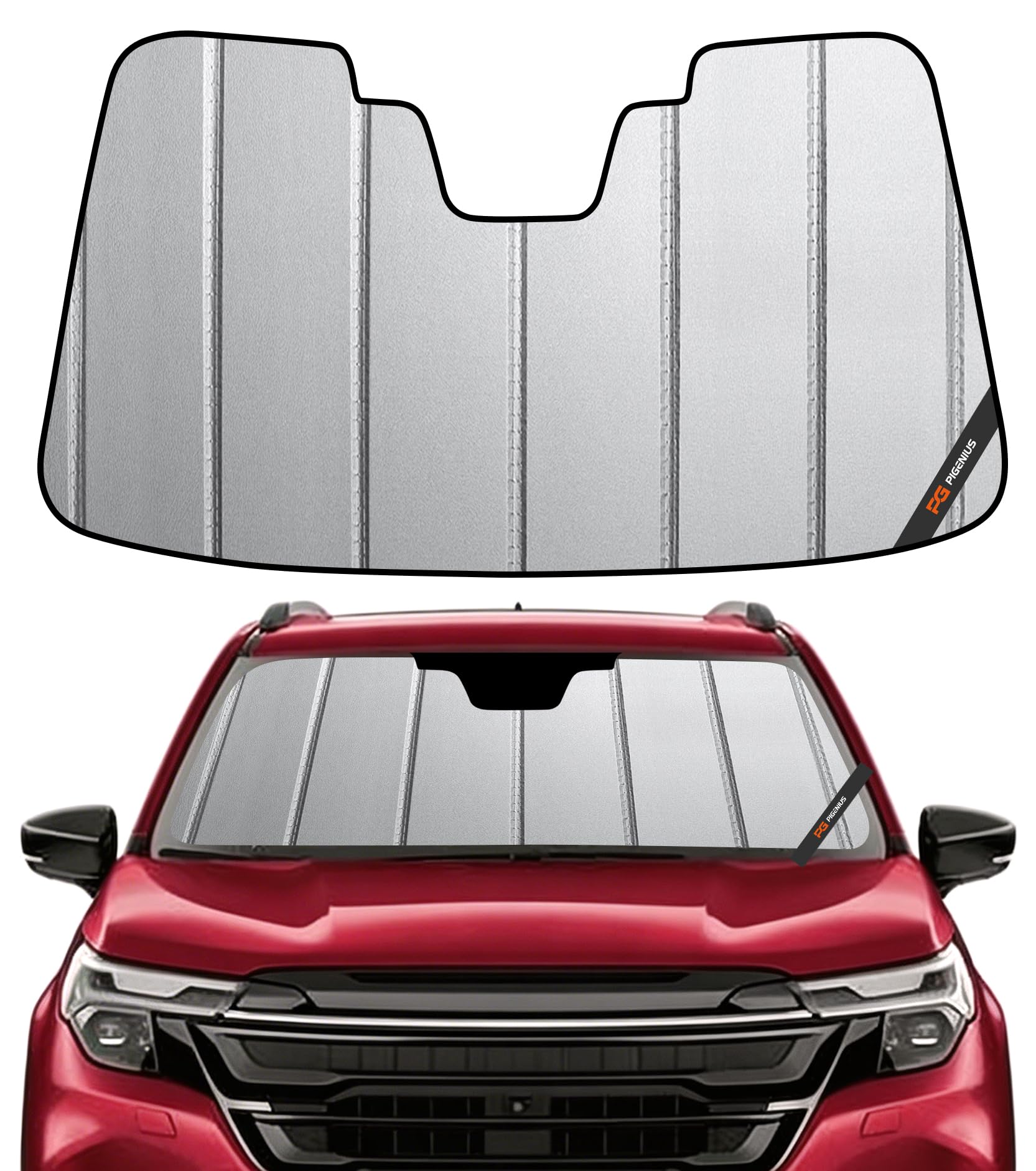 Pigenius Windshield Sunshade for Subaru Forester 2022-2025 Eyesight, Premium Grey Leather Finish