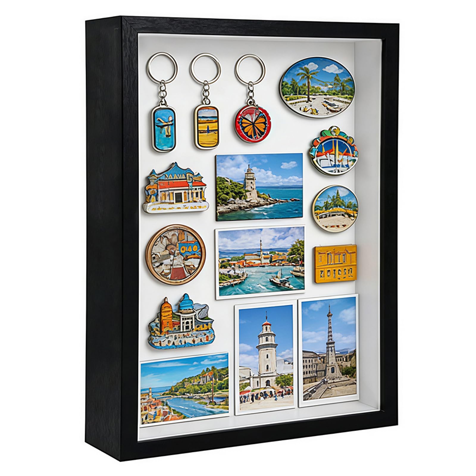 3D Shadow Box Frame, 30 x 40 cm Deep Box Frame for Objects up to 3cm, Picture Frame Wooden Deep Box, Picture Frame for Filling for Objects Photos Artworks Memories Flowers Crafts Black
