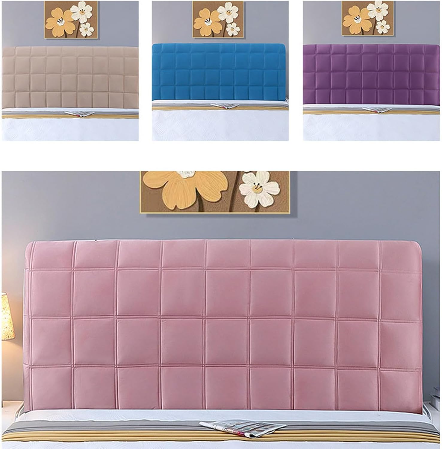 XOUVY Headboard Cover, Bed Headboard Cover King Size, Headboard Slipcover Elastic Headboard Cover Dust Covers for Single/Double/King/Super King Size Bed