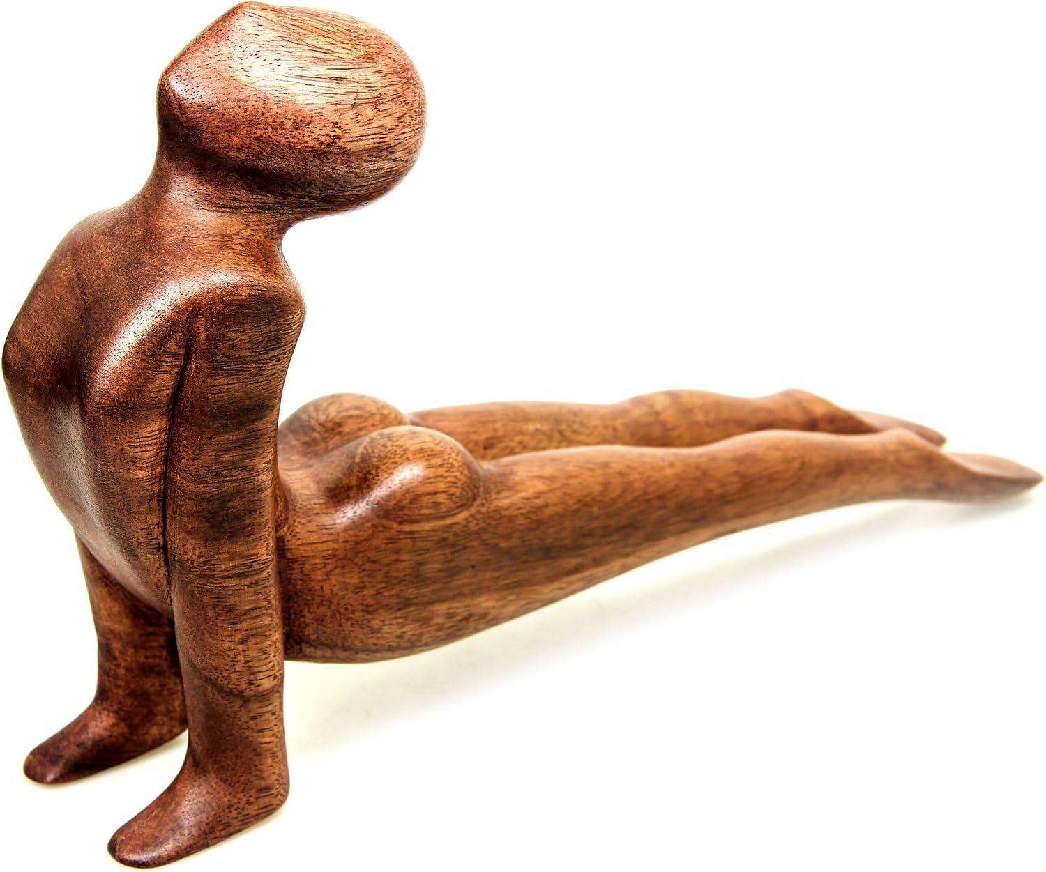 NOVICA Brown Yoga Suar Wood Sculpture, 7" Tall 'Yoga Cobra Pose'