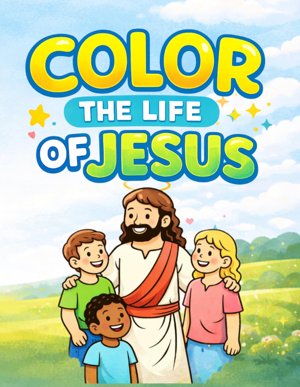 Color the life of Jesus: A Christian Coloring Book for Kids Ages 5–7 | 30 Easy Bible Scenes to Learn about Life of Jesus