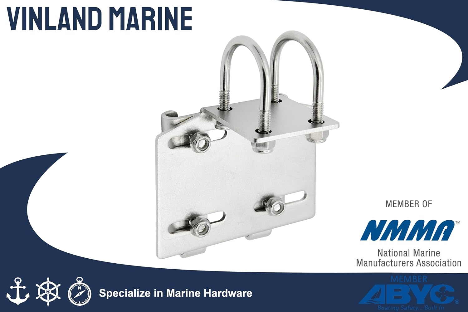 Vinland Marine 304 Stainless Steel Anchor Mount Bracket, Horizontal or Vertical Mount, for Square & Round Tubes, Anchor Holder Boat Anchor Holder, Anchor Bracket Hook
