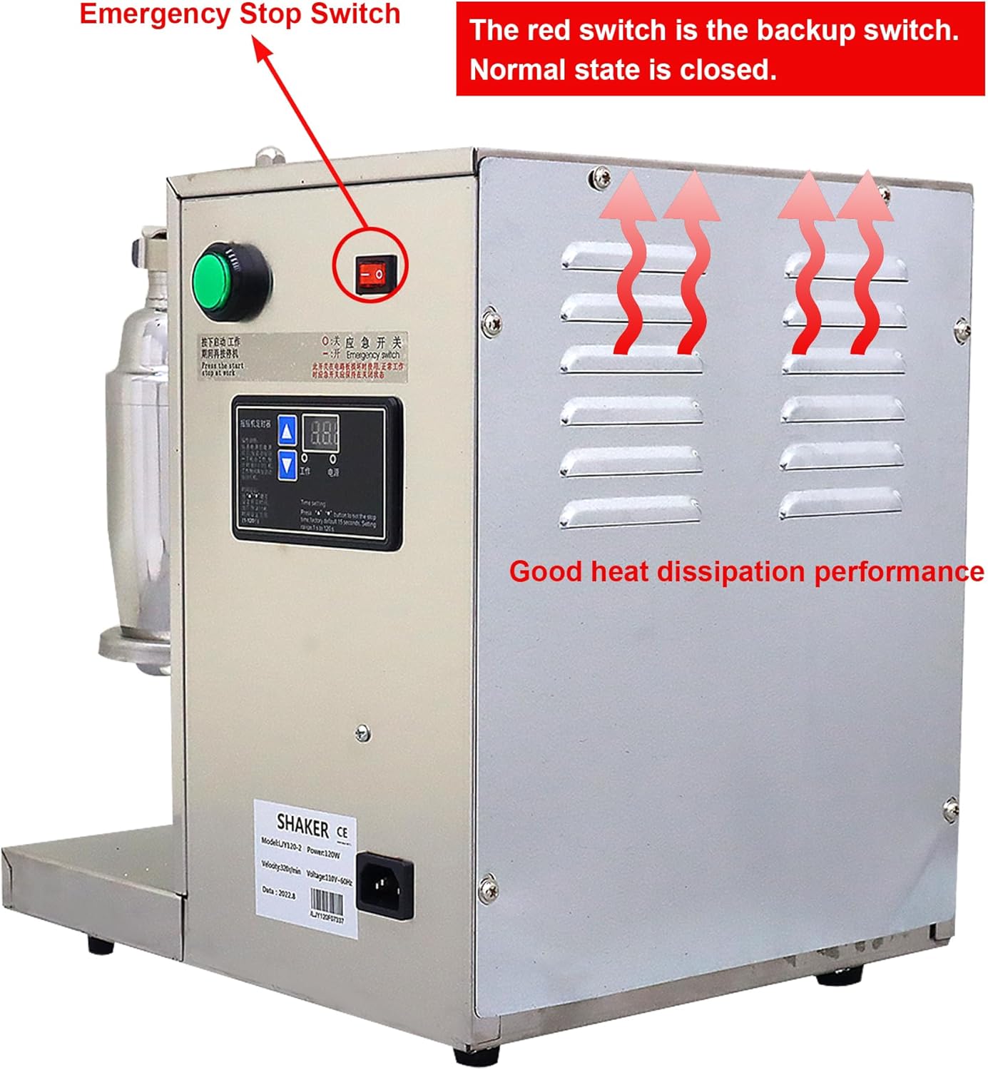 Milk Shaking Machine Stainless Steel Double-head Auto Milk Tea Shaker Machine for Bubble Milk Tea with 2pcs 750ml Stainless Steel Cups and 2pcs 700ml Transparent Cups Milk Mixer Blender 110V