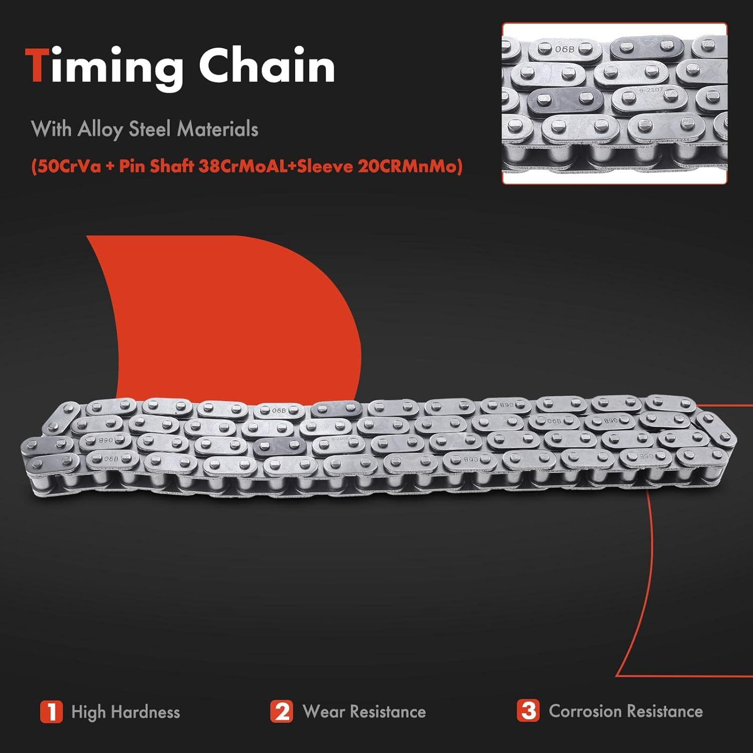 A-Premium Engine Timing Chain Kit W/Sprocket & Guide Rail [fits SOHC, L4 2.4L] Compatible with Toyota 4Runner 1985-1995, Celica 1985, Pickup 1985-1995, Replace# 1350635030, 1356235020