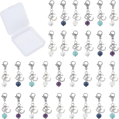 Miniatura 6 de SUNNYCLUE 1 caja de 50 marcadores de puntada de ganchillo marcadores de punto esmaltado mariposa encantos clip en cierre de langosta extraíble