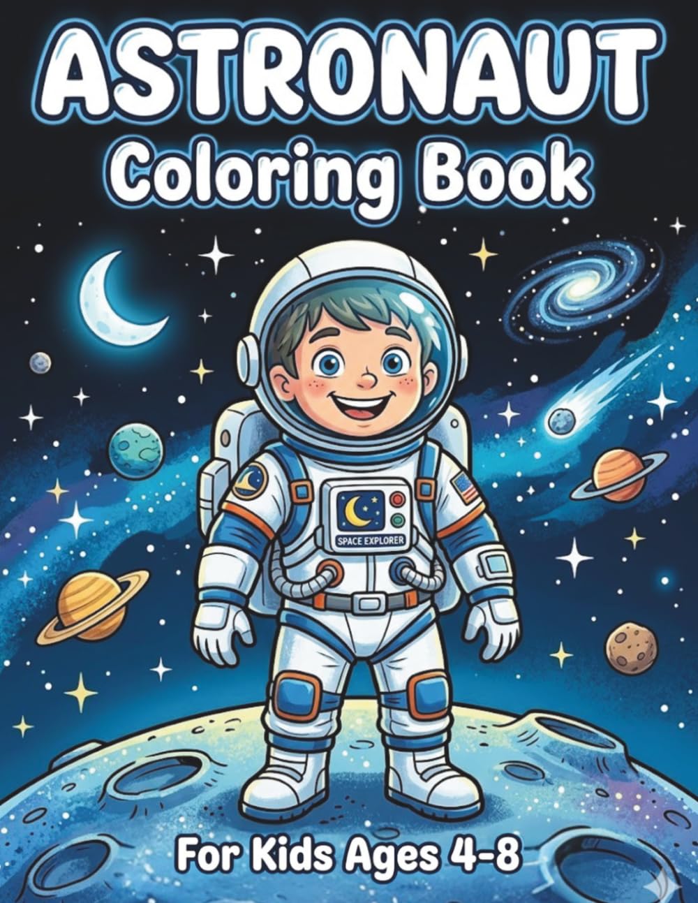 Astronaut Coloring Book For Kids Ages 4-8: Cute and Easy Space-Themed Coloring Pages with Rhymes for Young Artists, Preschoolers and Early School Kids ... Books With Rhymes For Kids Ages 4-8)