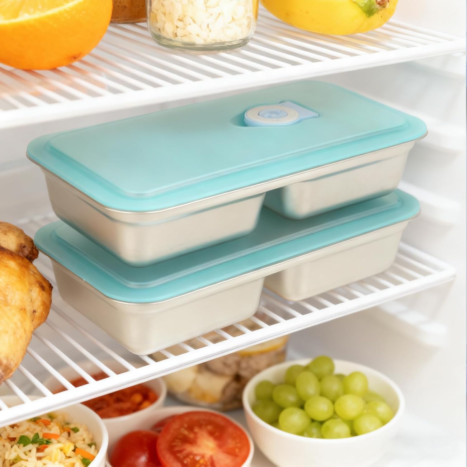 LANIAKEA 8PCS Stainless Steel Snack Containers with Lids Grab and Go 2 Compartment Food Storage Containers for Travel, Outdoor, Camping, Dishwasher-Safe - Image 5