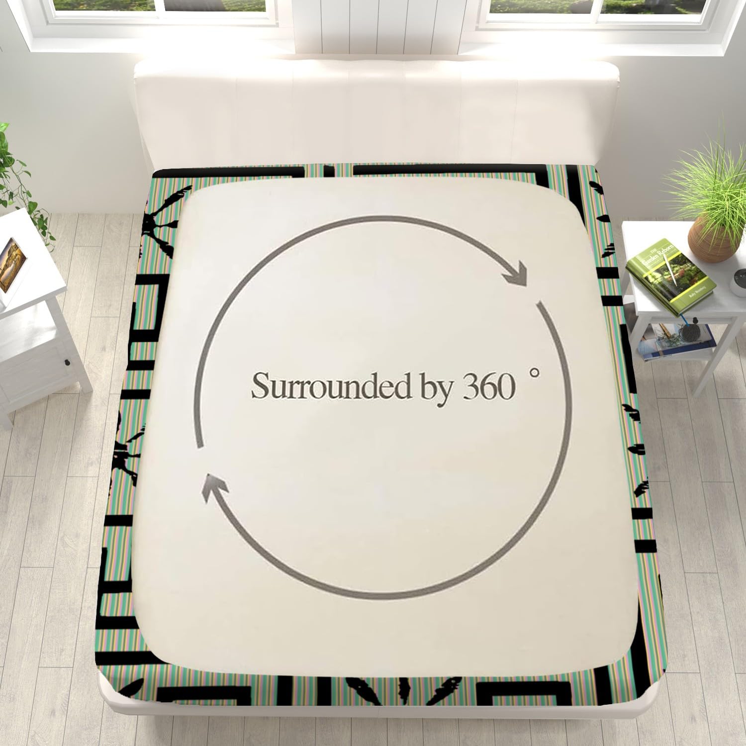 Spannbettlaken 160x200cm Geometrische Linien Kinder Spannbetttuch für Jungen Mädchen Jugendliche Dekor Bettlaken Set 3D Gedruckt Matratzenbezug mit 2 Kissenbezügen