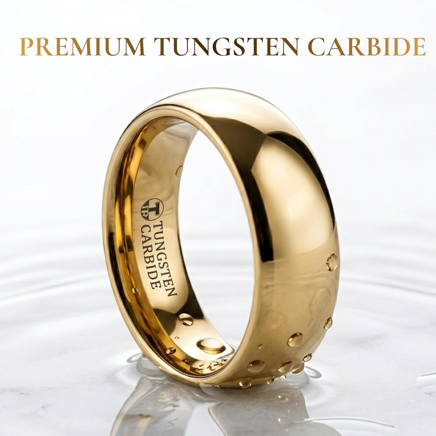ORO Traditional Domed Gold-Plated Tungsten Carbide Wedding Ring