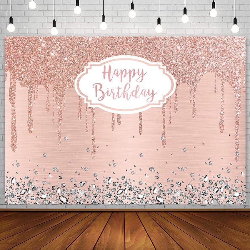 Roze Glitter Verjaardagsachtergrond – Glinsterende Pailletten Fotowand Voor Meisjes, 208x149 Cm