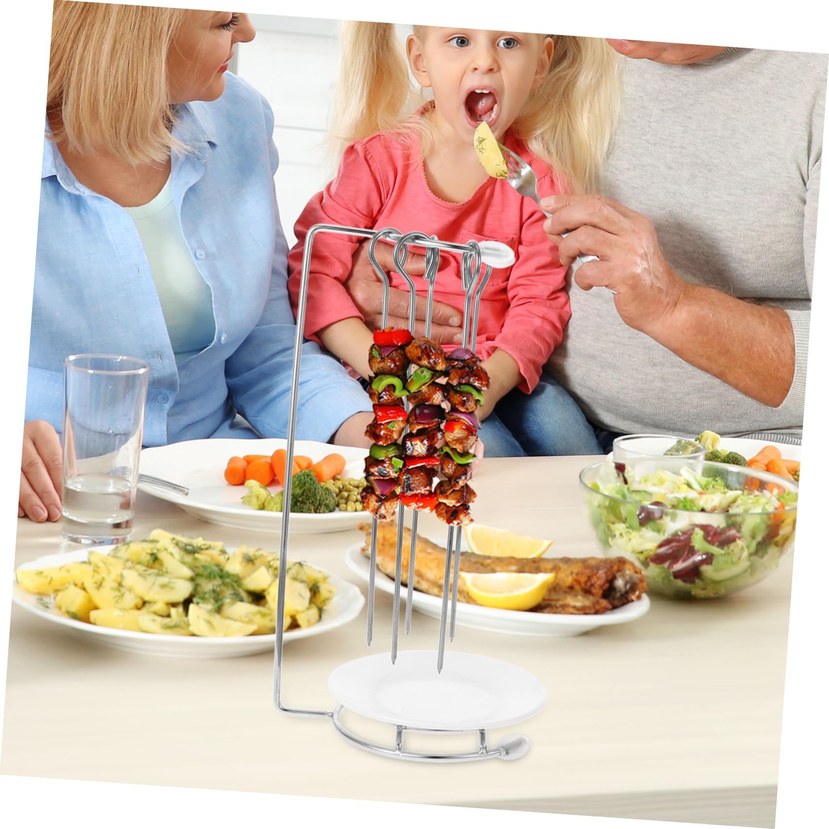 Supporto Facile Barbecue Inox Acciaio Spiedini per in e with Design da Riporre e Cottura Uniforme, per Picnic e Campeggio All'aperto