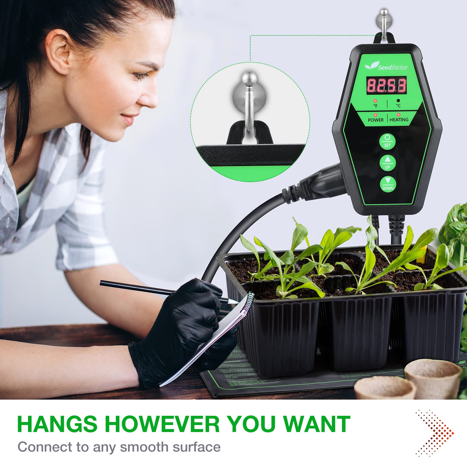 Seedfactor Digital Heat Mat Thermostat Controller for Seed Germination, Reptiles and Brewing Breeding Incubation Greenhouse, 40-108°F, 8.3A 1000W FCC-Certified, UL-Listed - image 5