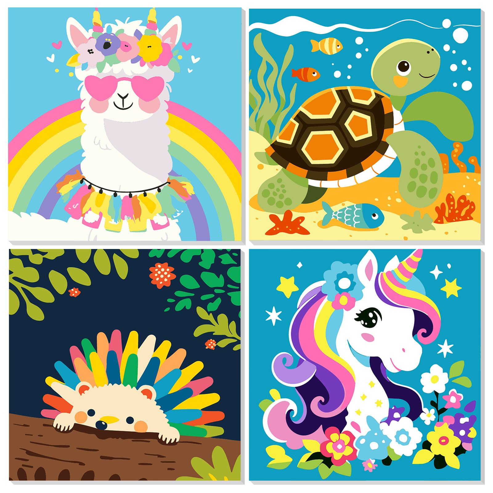 LAISLLA Dipingi Con I Numeri Adulti E Bambini - 6 Pezzi Animali 20x20cm Con Pennelli E Colori Acrilici - Kit Completo Fai Da Te Antistress