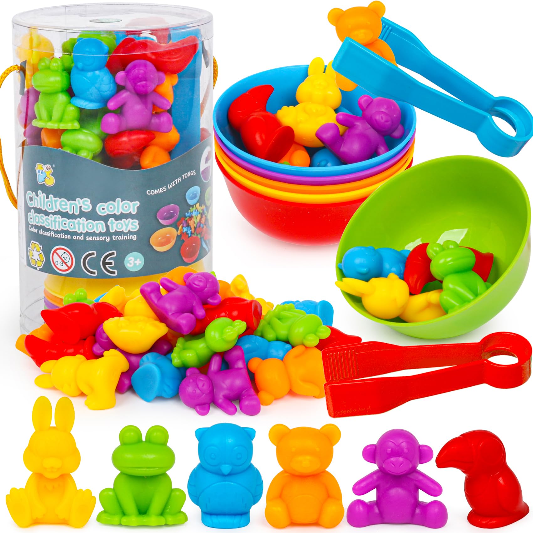 Color Sorting Toys for Toddlers,Counting Animals Matching Games Montessori Educational Preschol Toddler Learning Activities Sensory Traning Toys Gift for 3+ Year Old Boys Girls