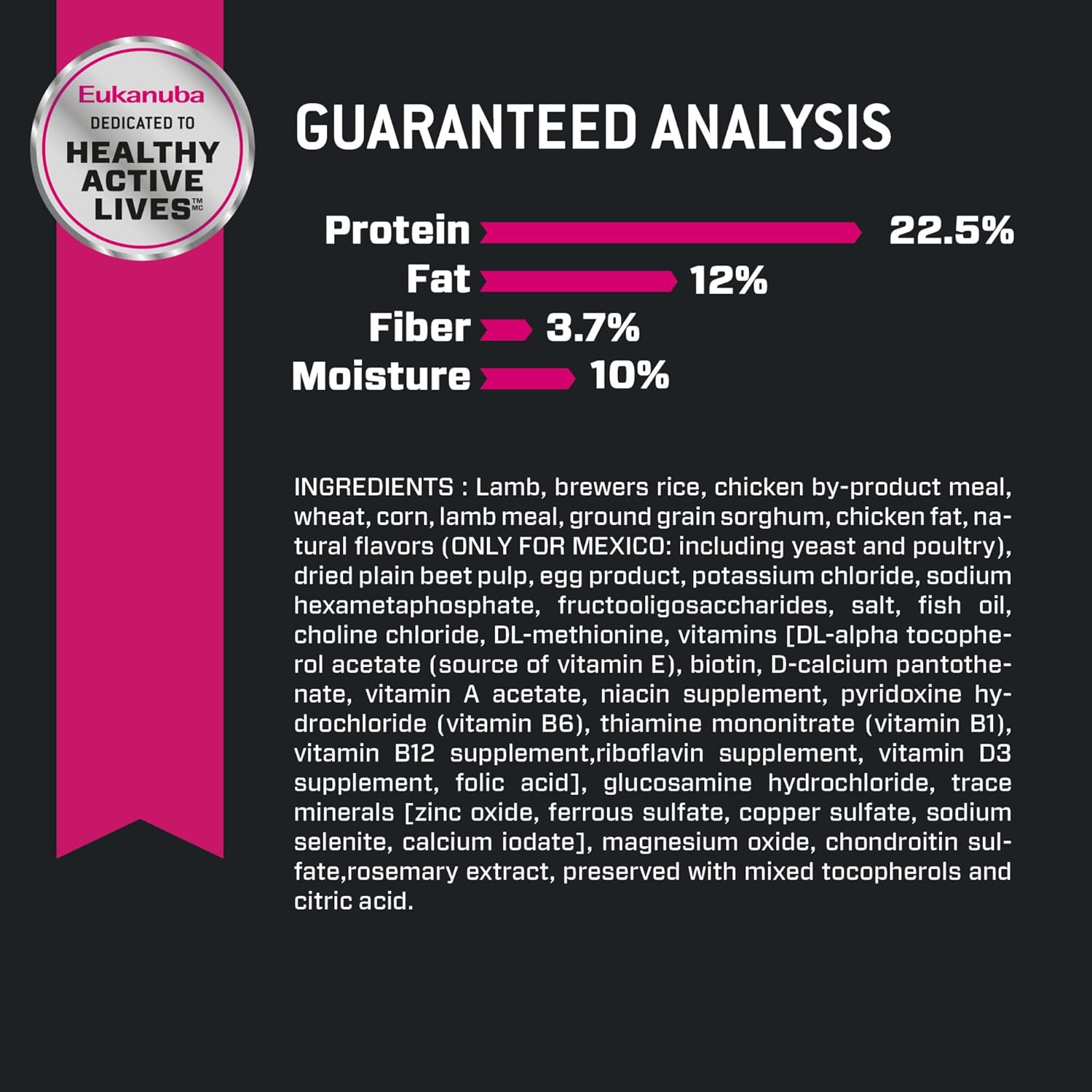 Eukanuba Adult Large Breed Lamb 1st Ingredient Dry Dog Food, 30 lb Bag