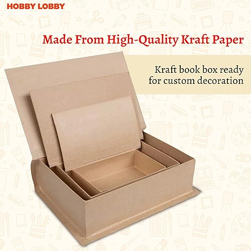 Miniatura 3 de Hobby Lobby Caja rectangular de papel macé (juego de 3)  Cajas de libros falsos lisas para decoración de bricolaje  Caja de almacenamiento para