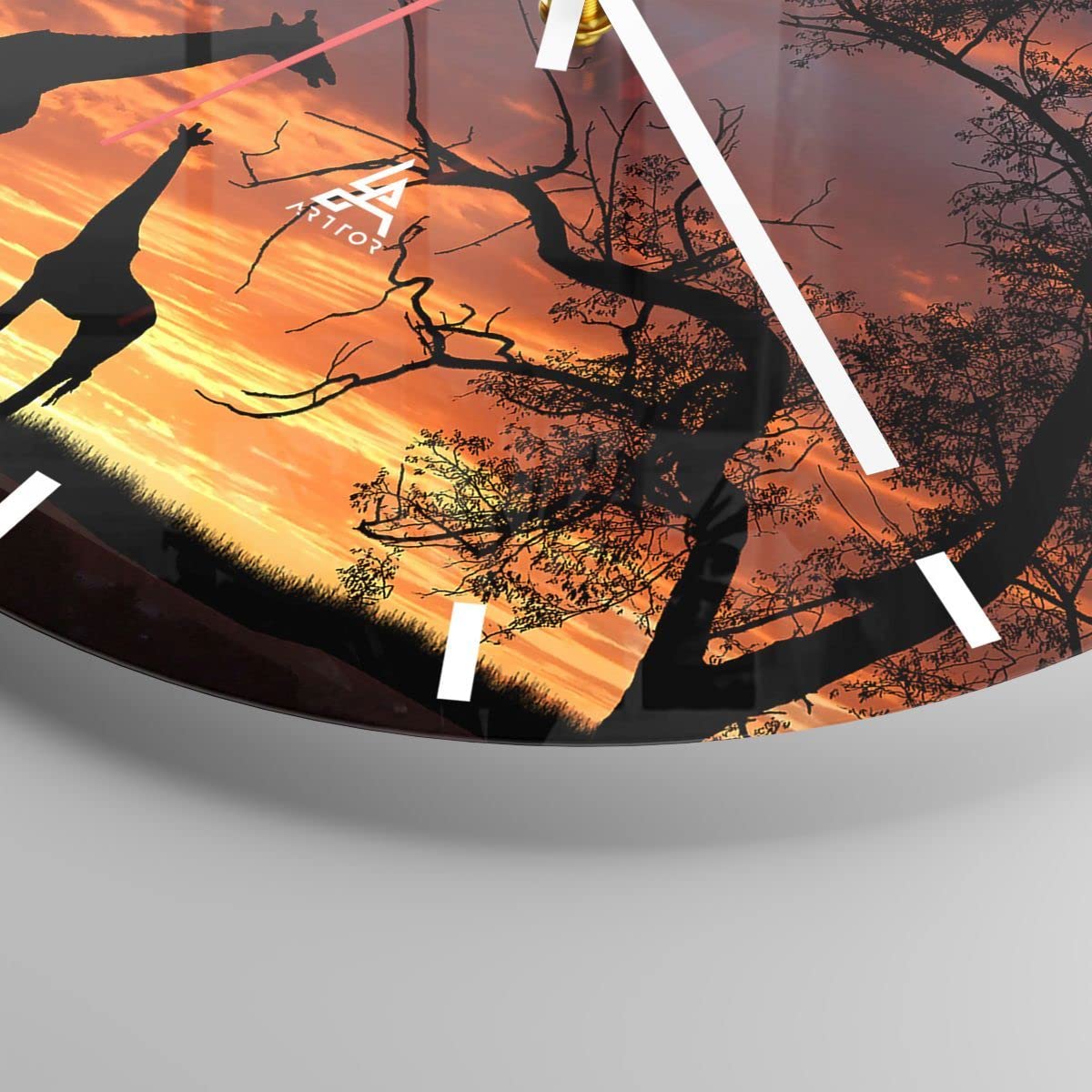 Orologio Da Parete Rotondo In Acrilico Con Giraffe E Tramonto - 25 Cm - Silenzioso A Quarzo - Decorazione Per Soggiorno, Camera Da Letto, Ufficio