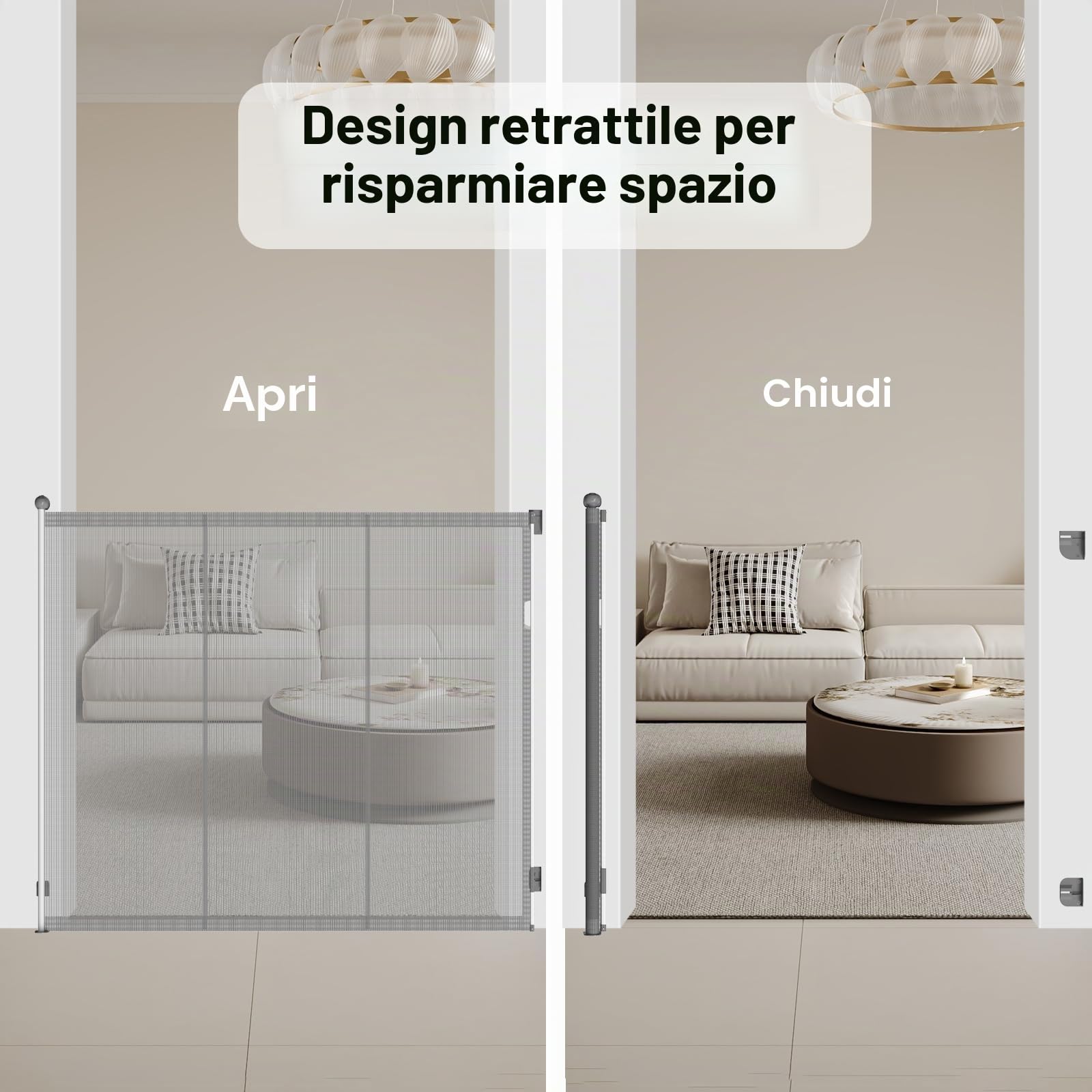 Xifamniy Cancello retrattile alto 144,8 cm, per animali domestici e sicurezza bambini (145 x 200 W)
