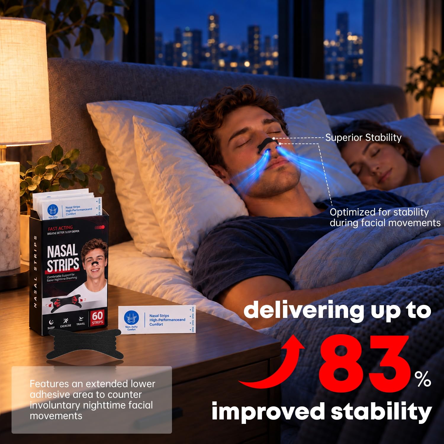 60 PCS Extra Strength Nasal Strips for Snoring & Congestion Relief - Black — Amazon image 3