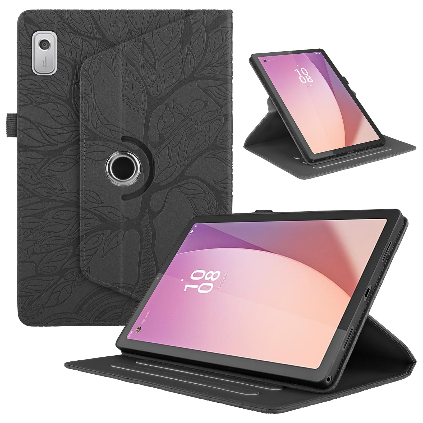 Funda para Samsung Galaxy Tab S9/ S8/ S7 11" (SM-X710/X700/T870) PU Cuero Tablets Protectora Cover 360°Carcasa Giratoria de ángulo Múltiple Stand Función Tablets Funda,Rojo Árboles — view 106