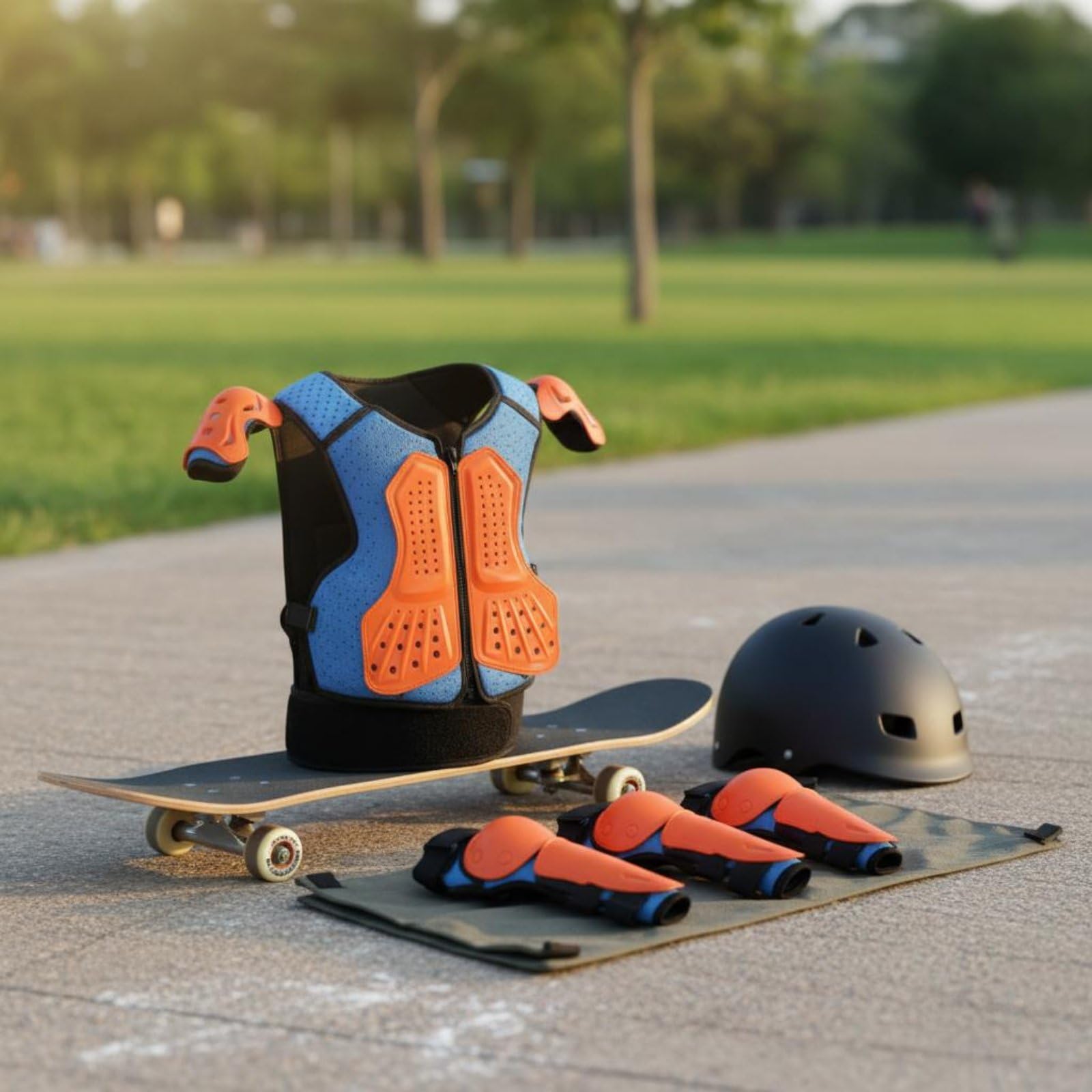 Kinder Schutzrüstung Protektoren-kit Kleidung mit Atmungsaktiven Stoffen Und Verstellbaren Gurten für Radsport Outdoor-Sports Skateboarden Scooter Und Balancebike