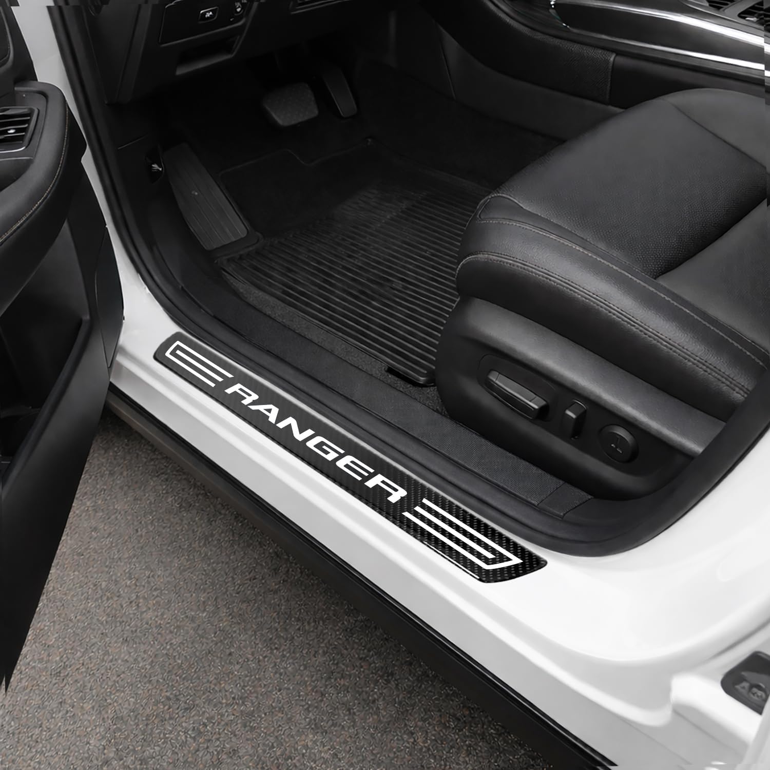 iPick Image for Ford Ranger X-Large Black Real Carbon Fiber 4 Pcs Universal Door Sill Step Protector Guard Decal Plates