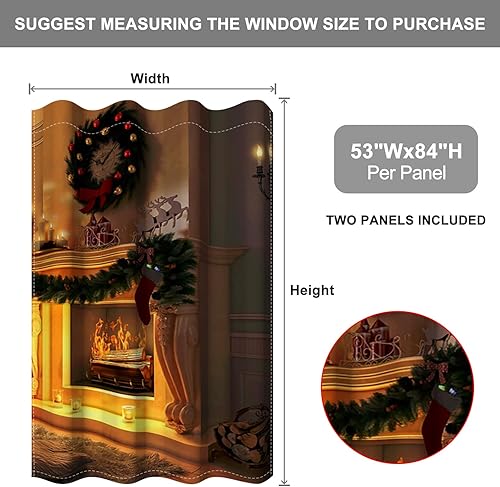 Miniatura 62 de Baocicco Cortinas opacas de Navidad para dormitorio, sala de estar, árbol de Navidad, chimenea, cortinas de ventana con ojales, cortinas familiares