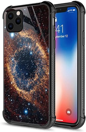 Miniatura 10 de Carcasa para iPhone 11, color negro y rojo en diseño de veta de madera, para hombres y niños, diseño gráfico de cristal templado 9H, a prueba de