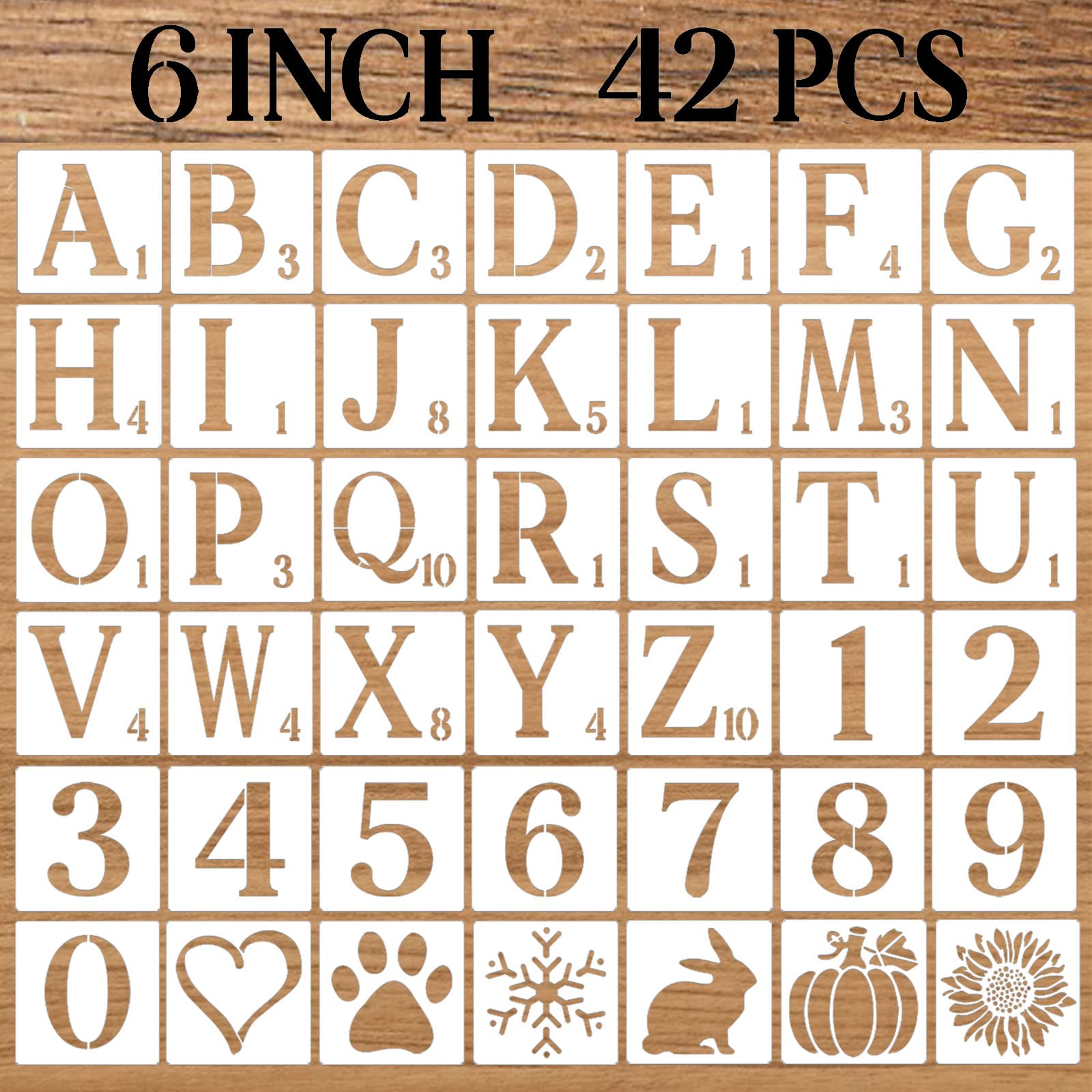 DZXCYZ 6 Inch Letter Stencils Numbers Craft Stencils, 42 Pcs Reusable Plastic Alphabet Drawing Templates for Painting on Wood, Wall, Fabric, Rock,