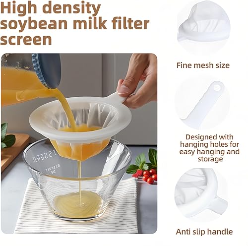 Miniatura 2 de Juego de coladores de malla de nailon ultrafino de alta densidad, 3 en 1 (100200400 micrones), malla de nailon, malla 100200400 para café, miel,