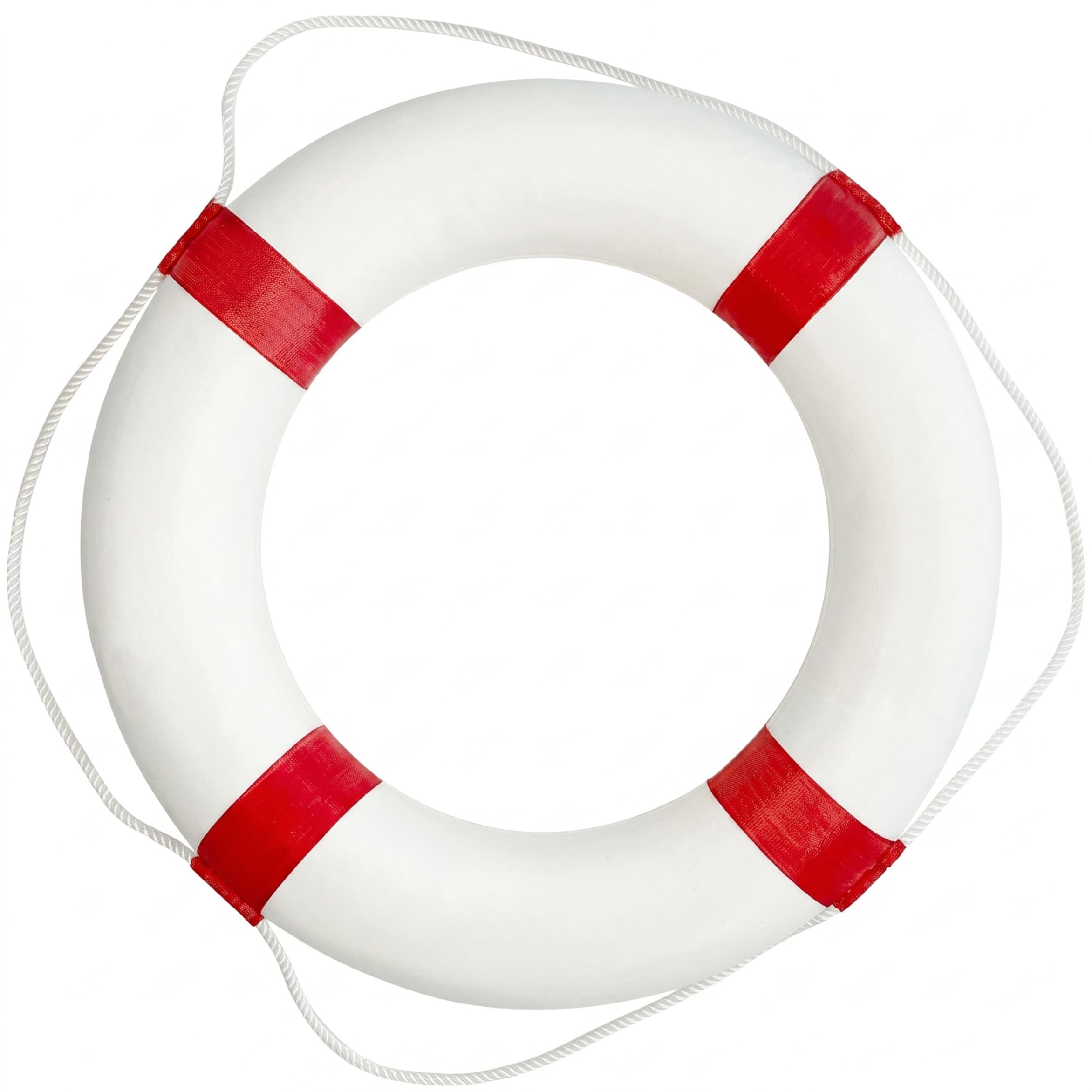 Anello salvagente da 20 pollici rosso-bianco con corda | Design senza gonfiaggio, adatto per l'uso in piscina, ottimo per la decorazione della parete