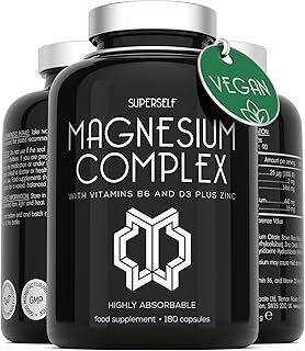 Magnesium Citrate Supplement with Zinc, Vitamin B6 and D3 - High Strength 180 Capsules - 1466mg Magnesium Supplements for Women & Men - Magnesium Complex Tablets Providing 440mg Elemental Magnesium