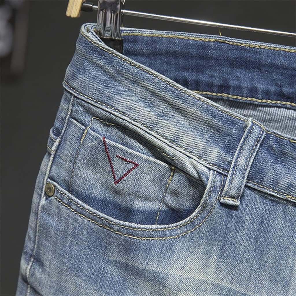 Ripped Jeans for Men Slim Fit Retro Stretch Streetwear Patchwork Torn Men's Pants Male