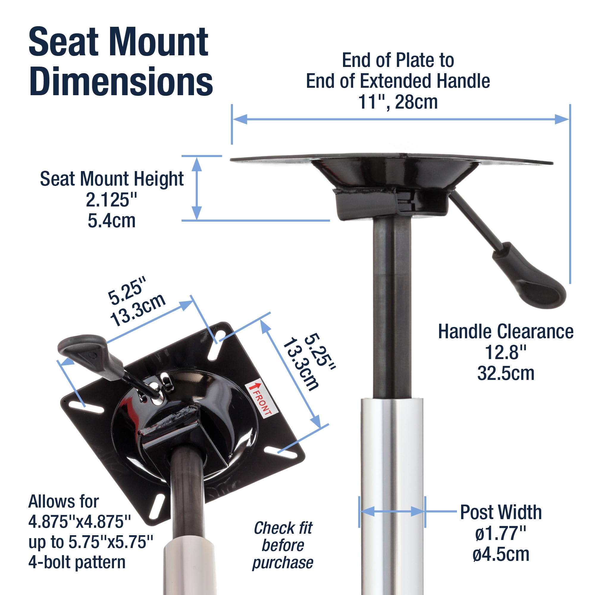 Amazon.com : Attwood Snap-Lock Seat Pedestal 15.8-19.3 Inch