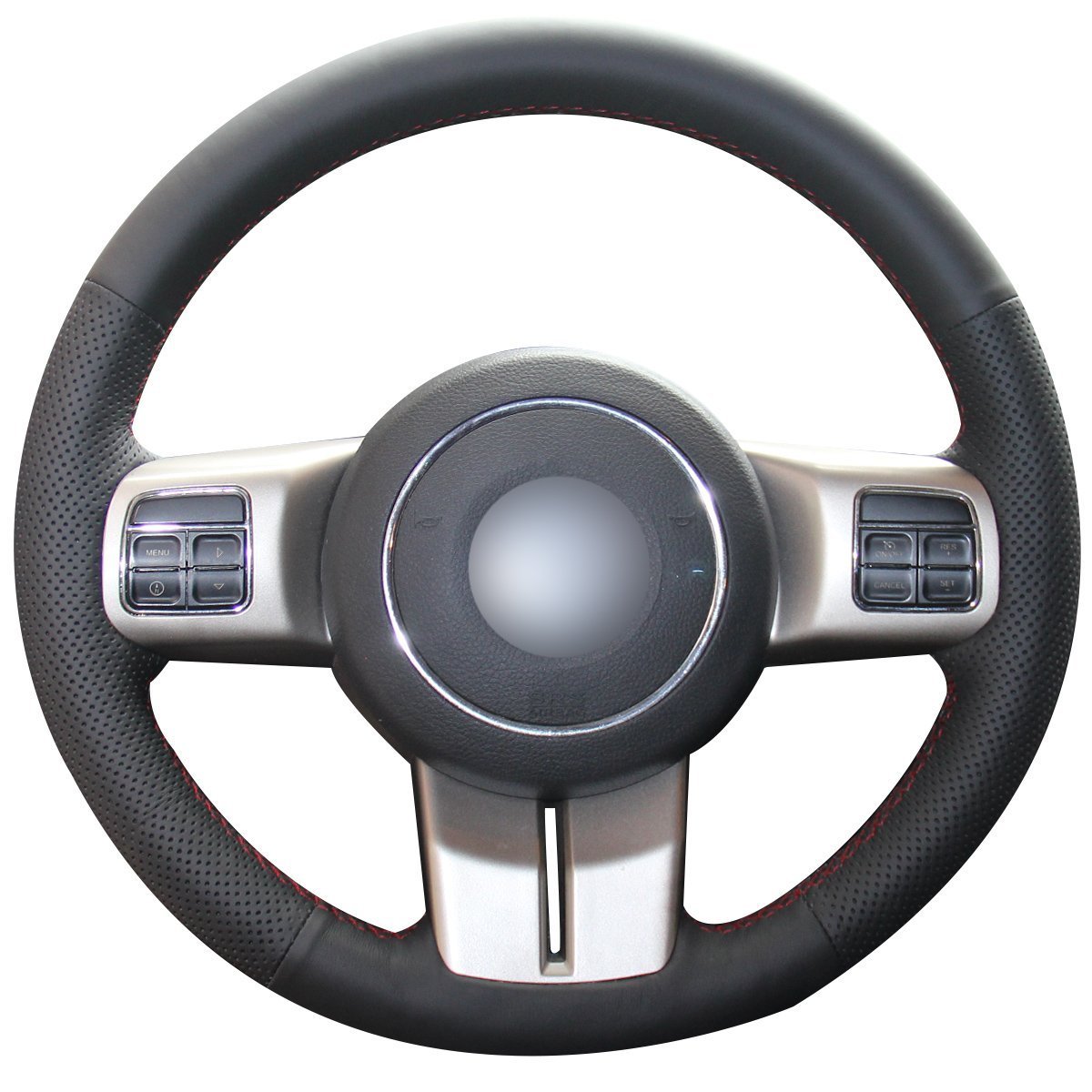 Buy Loncky Black Genuine Leather Auto Custom steering wheel covers for