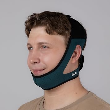 OLG Snore Stopper Chin Strap for Men CPAP Compatible Jaw Support Breathable Mesh Anti Snoring Device