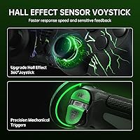 Vista 4 de mone Wireless Controller for PS4/PS4 Pro/PS4 Slim & PC - Black Lightning Pattern RGB Illumination, Hall Effect Joystick, Dual Vibration, 6 - Axis