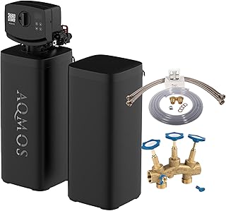 AQMOS FLEX-60 Wasserenthärtungsanlage – mit Anschlussset 1" und Montageblock 1" Entkalkungsanlage Haus für 3–5 Personen – 6.000 L Kapazität – Mit externem Salzbehälter – Wasserenthärter