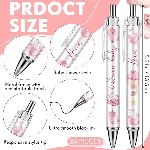 Vista 28 de Chuangdi 24 bolígrafos retráctiles a granel, con tinta negra, regalos para invitados, suministros escolares