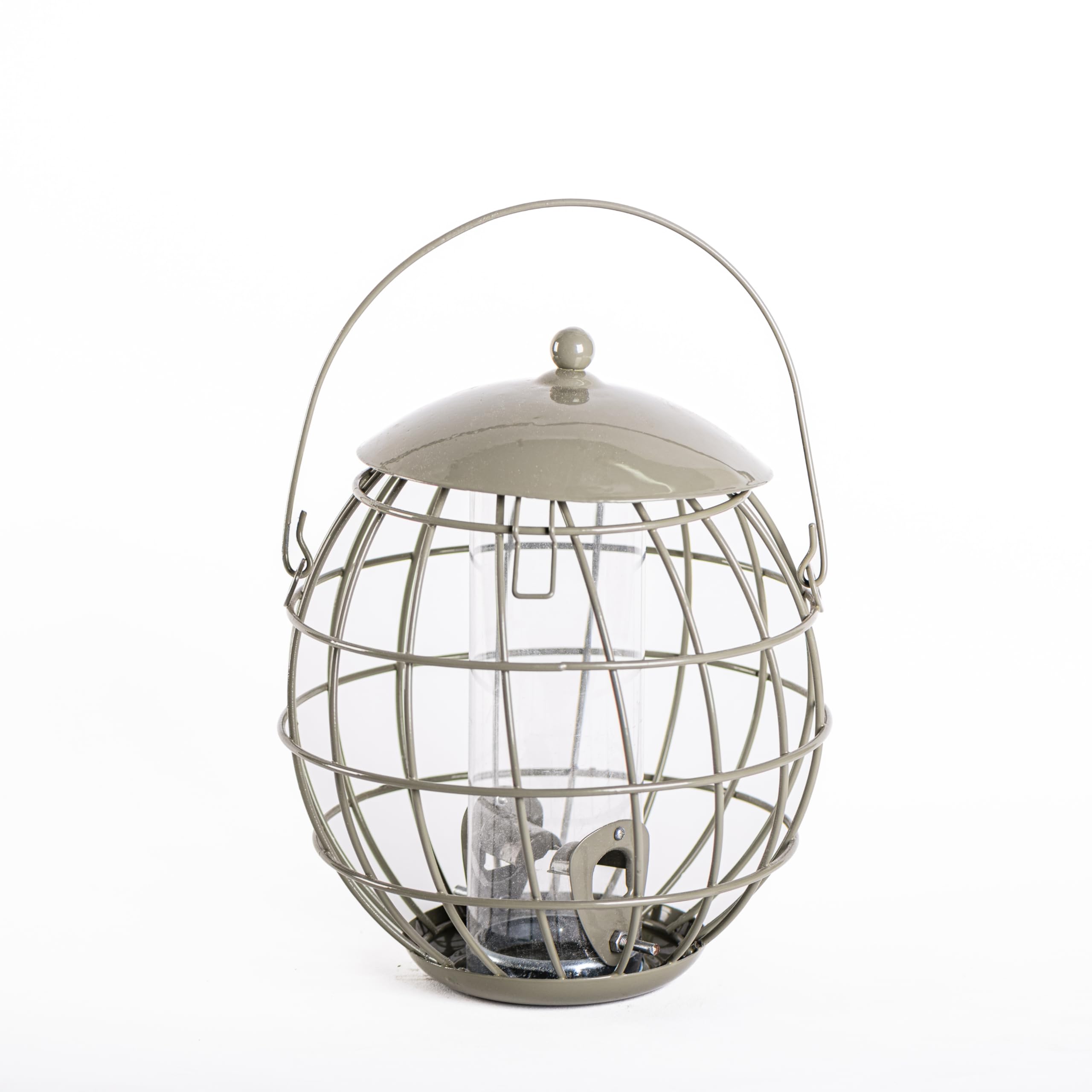 Happy Beaks Orbital Squirrel Proof Bird Feeder Sage Green Steel Cage Fat Ball Peanut Seed Suet Feeder Weatherproof Garden Bird Feeding Station (Seed Feeder x1) — image 1