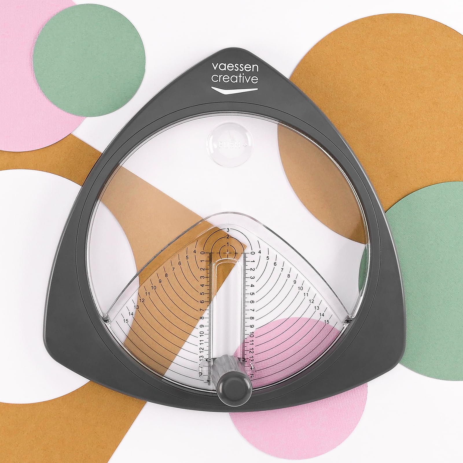 Vaessen Creative Taglierino per Carta – Macchina da Taglio e Accessorio Creativo – Ø 2,5 a Ø 15 cm – su Cartoncino, Etichette, Cartone, Foto e Gommapiuma da Fai-da-Te – Graphite