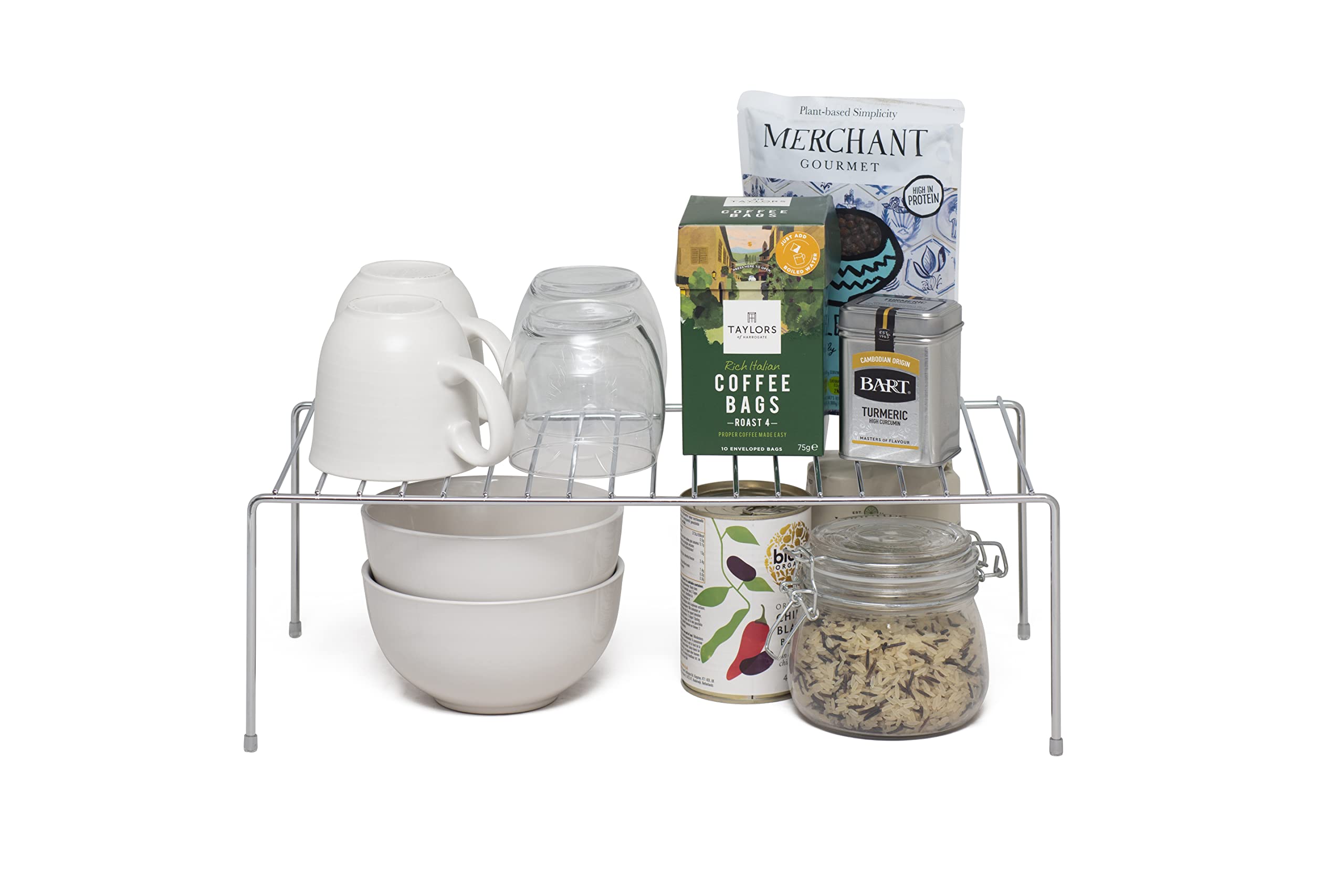 simplywire - Organizer per armadietti da Cucina – Confezione da 4 Ripiani – Acciaio Cromato