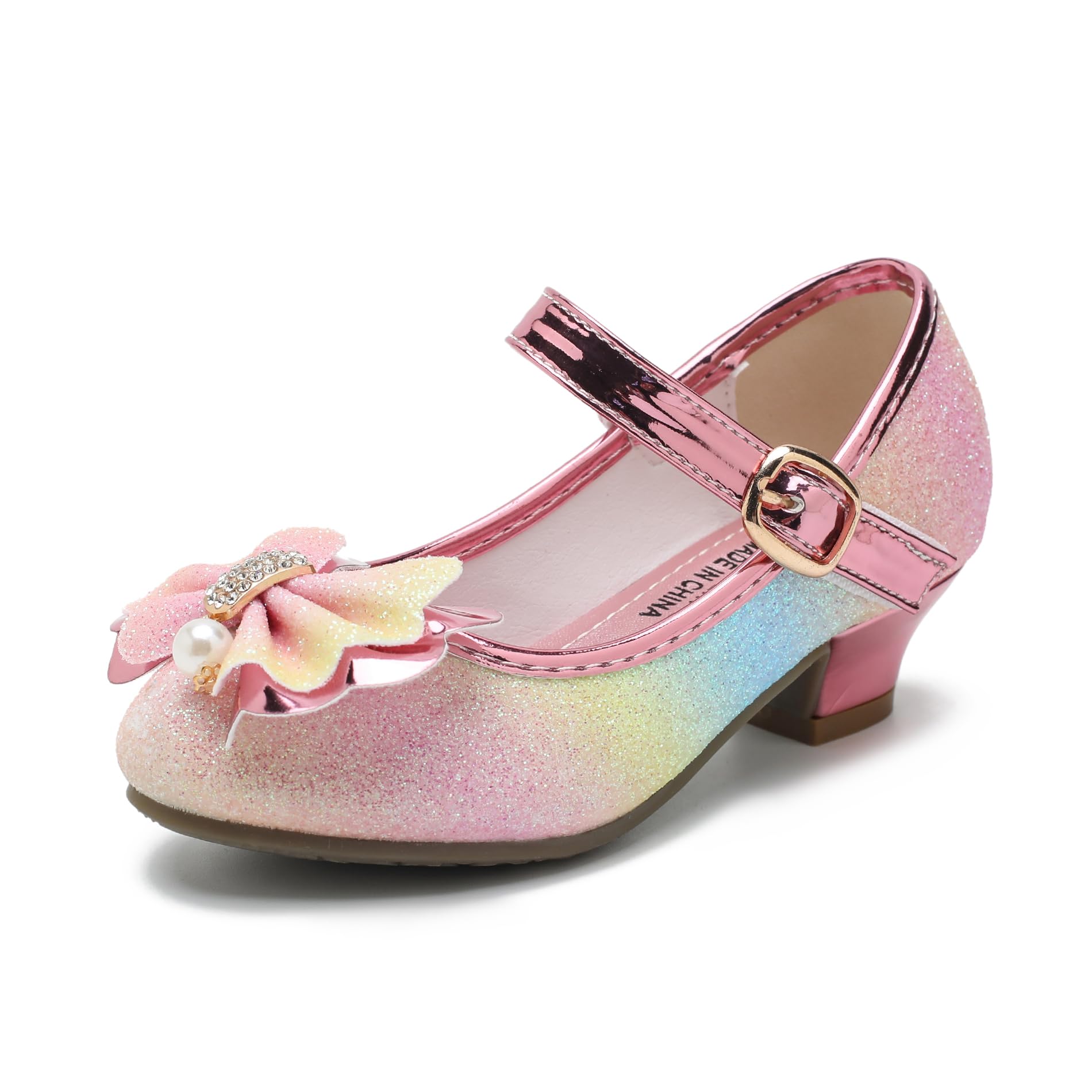 Cadidi Dinos Girls Dress Shoes Wedding Party Heel Mary Jane Princess Flower Shoes (Toddler/Little Kid/Big Kid)