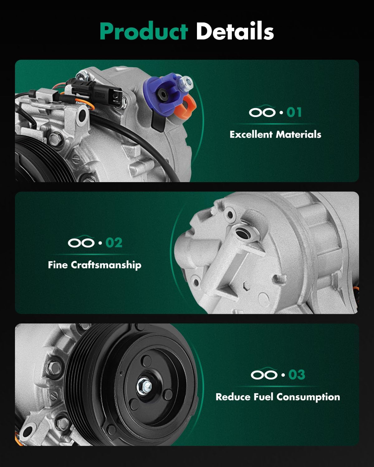 30020C AC Compressor Fit for BMW X5 3.0L 2007-2010 Air Compressor with Clutch 64509121758 64529185142