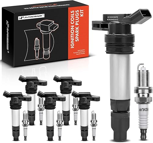 A-Premium Bobinas de encendido y bujías compatibles con Volvo XC60 2010-2011, XC90 2007-2011, S60 2011-2012, S80 2007-2011, XC70 2008-2011, V70 2008