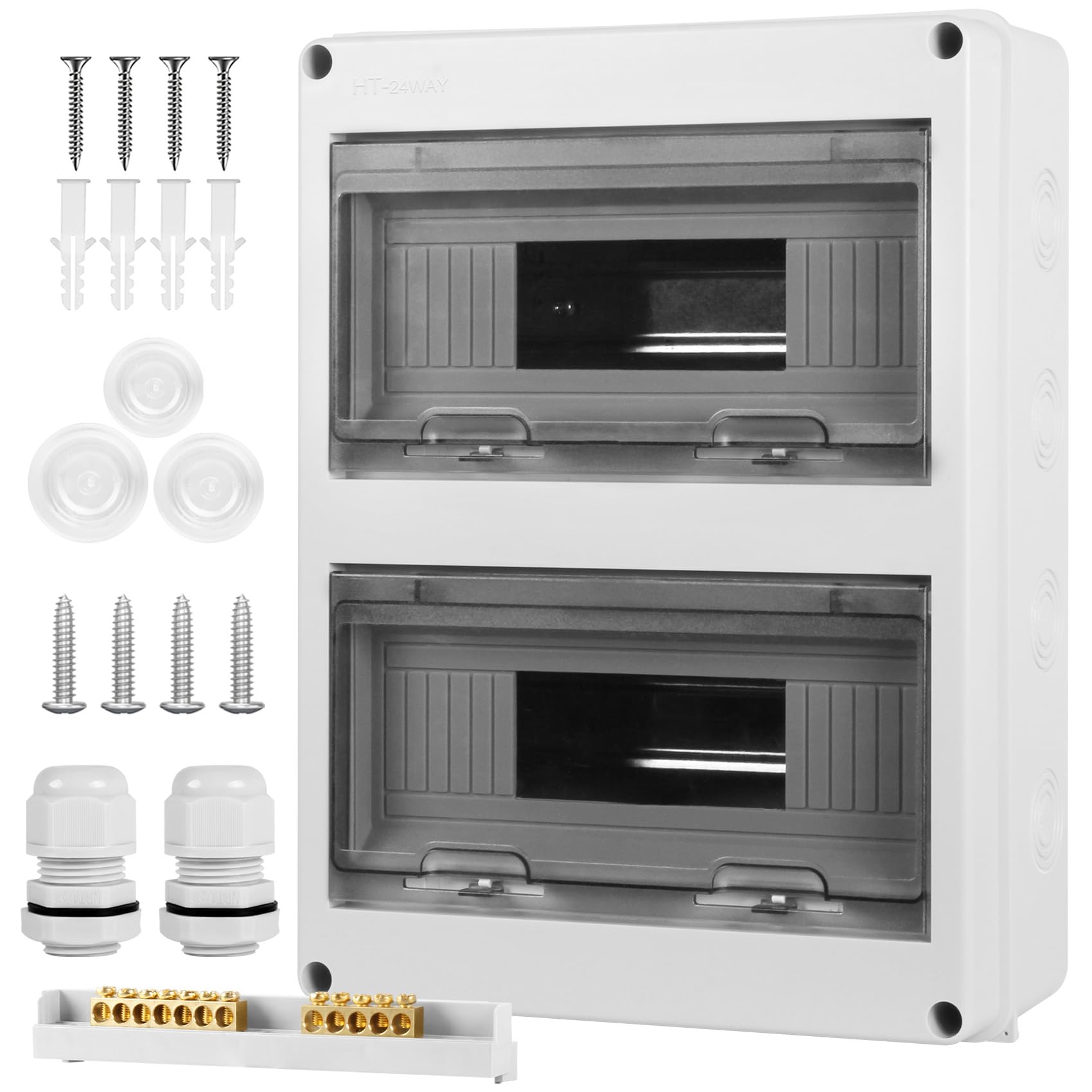 XINYIELEWaterproof Distribution Protection Box, ABS Plastic Breaker Electrical Box and Transparent Cover IP65, for Indoor Outdoor Wall Circuit Breaker (HT-24WAY)