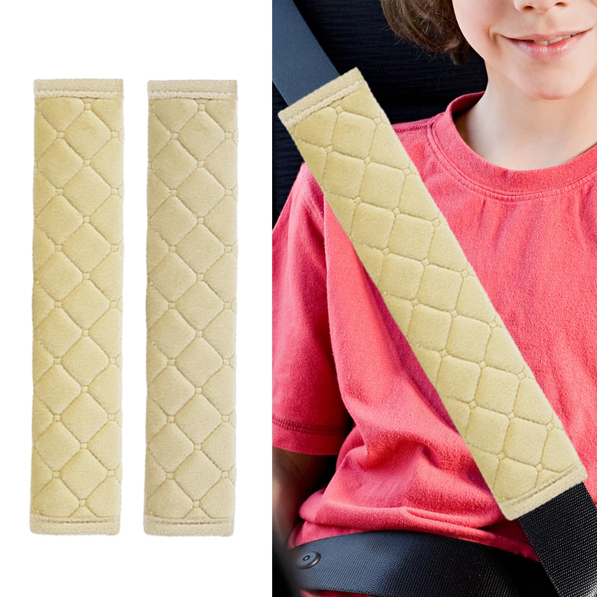 JOYCOURT 2 fundas universales para cinturón de seguridad de coche, kit de funda de hombro de terciopelo de cristal largo para adultos y niños, ayuda a evitar la fricción en el hombro y el cuello, se